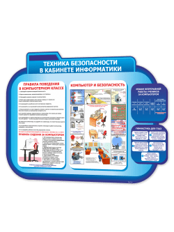Стенд по технике безопасности в кабинете информатики