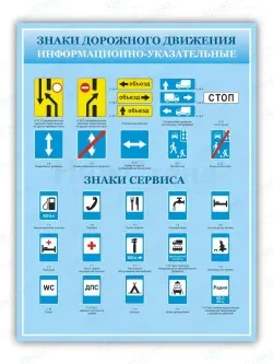 Стенд информационный ПДД дорожные знаки 99*75 см