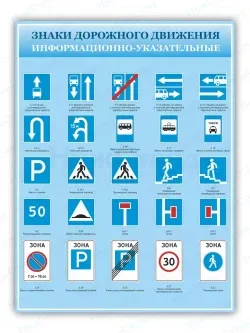 Стенд информационный для автошколы дорожные знаки 99*75 см