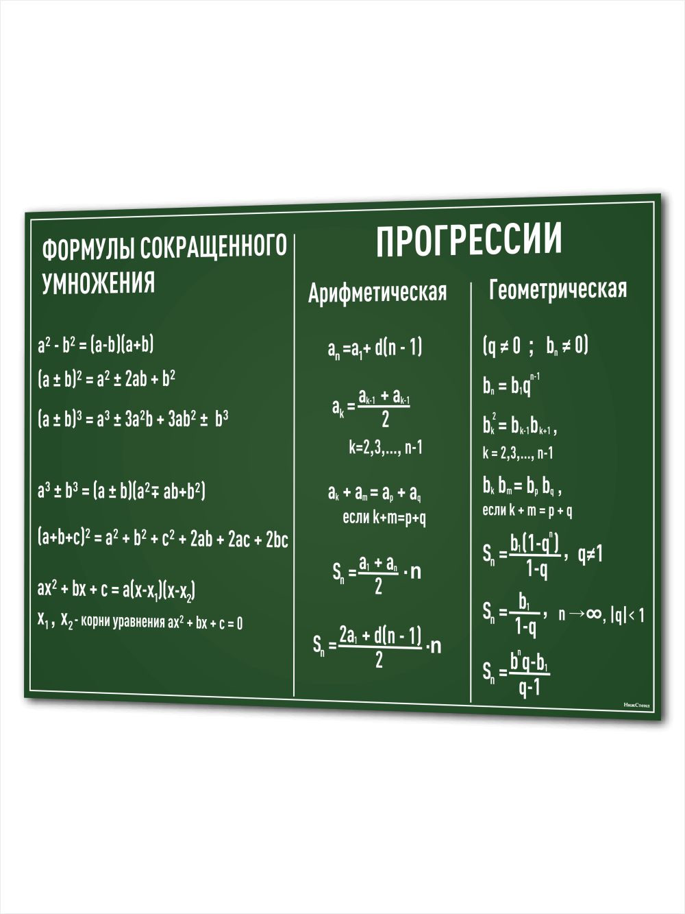 Школьный стенд в кабинет математики Прогрессии 75 * 99 см 1 Школьный стенд в кабинет математики Прогрессии 75 * 99 см