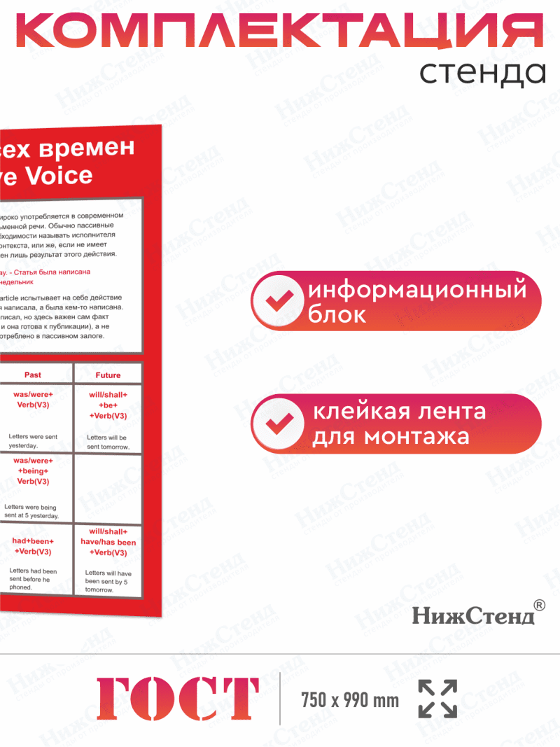 Стенд в кабинет английского языка "Таблица всех времен в Passive Voice" — изображение 3