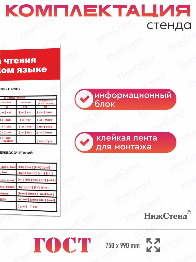 Cтенд в кабинет английского языка "Правила чтения в английском языке" — изображение 3