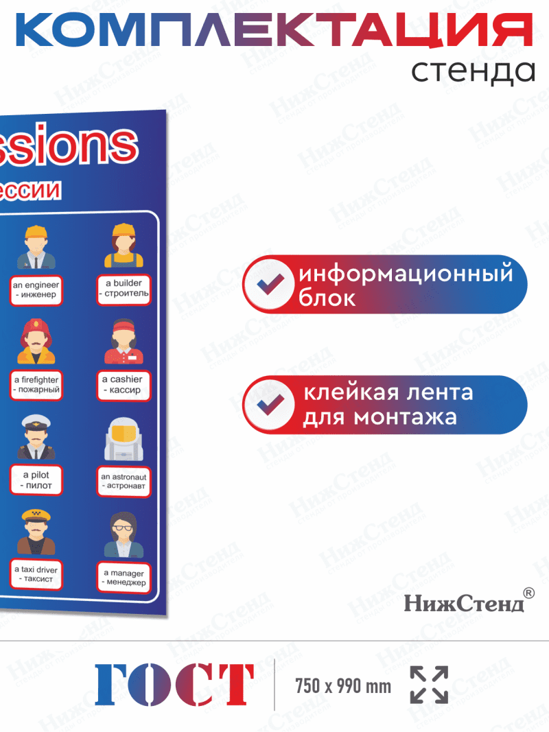 Стенд в кабинет английского языка "Professions | Профессии" — изображение 3