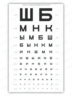 Стенд таблица для проверки зрения Сивцева 30*48 см