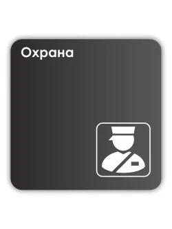 Навигационная табличка квадратная черная "Охрана"