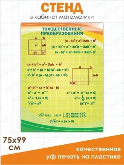 Стенд в кабинет математики "Тождественные преобразования"