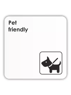 Табличка Pet friendly можно с животными со скотчем 18х18 см