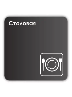Навигационная табличка квадратная черная "Столовая"