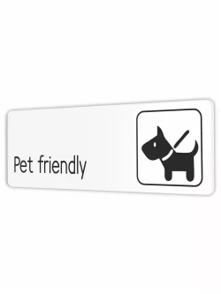 Табличка Pet friendly можно с животными со скотчем 30х10см
