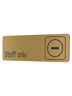 Табличка золотая со скругленными гранями "Staff only|только для персонала"