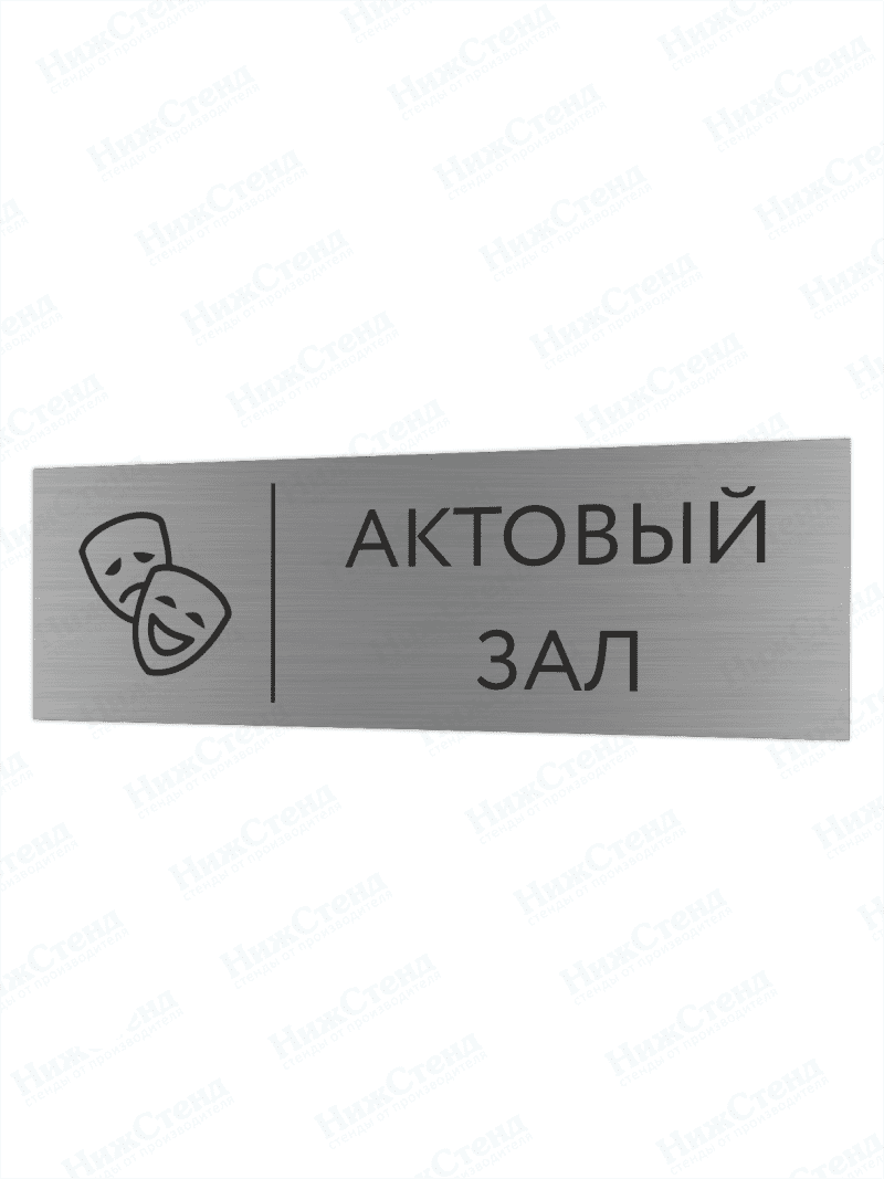 Табличка серебряная с острыми гранями "Актовый зал"