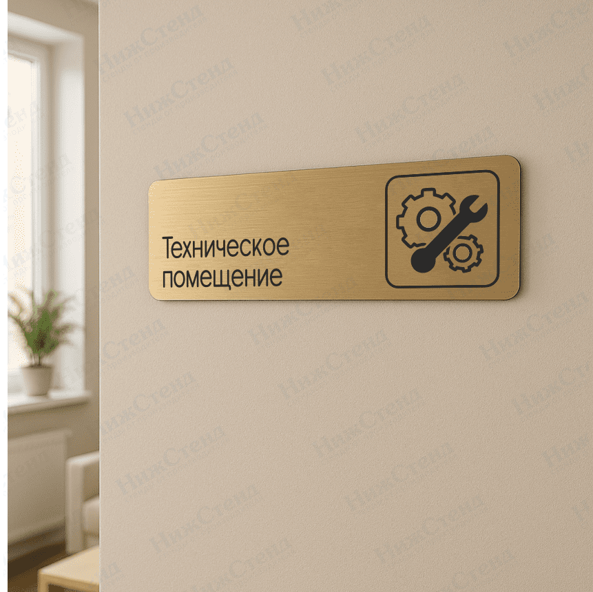 Табличка золотая со скругленными гранями "Техническое помещение" — изображение 2