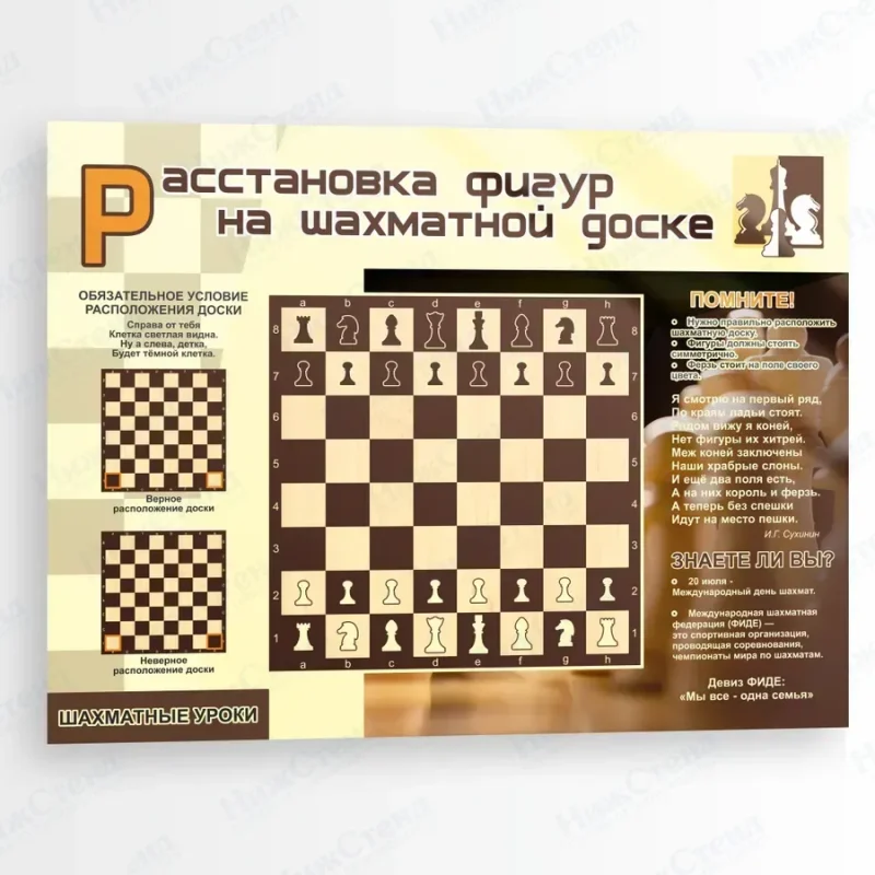 Стенд информационный Расстановка шахматных фигур