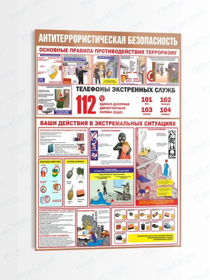 Стенд по безопасности "Действия в экстремальных ситуациях"