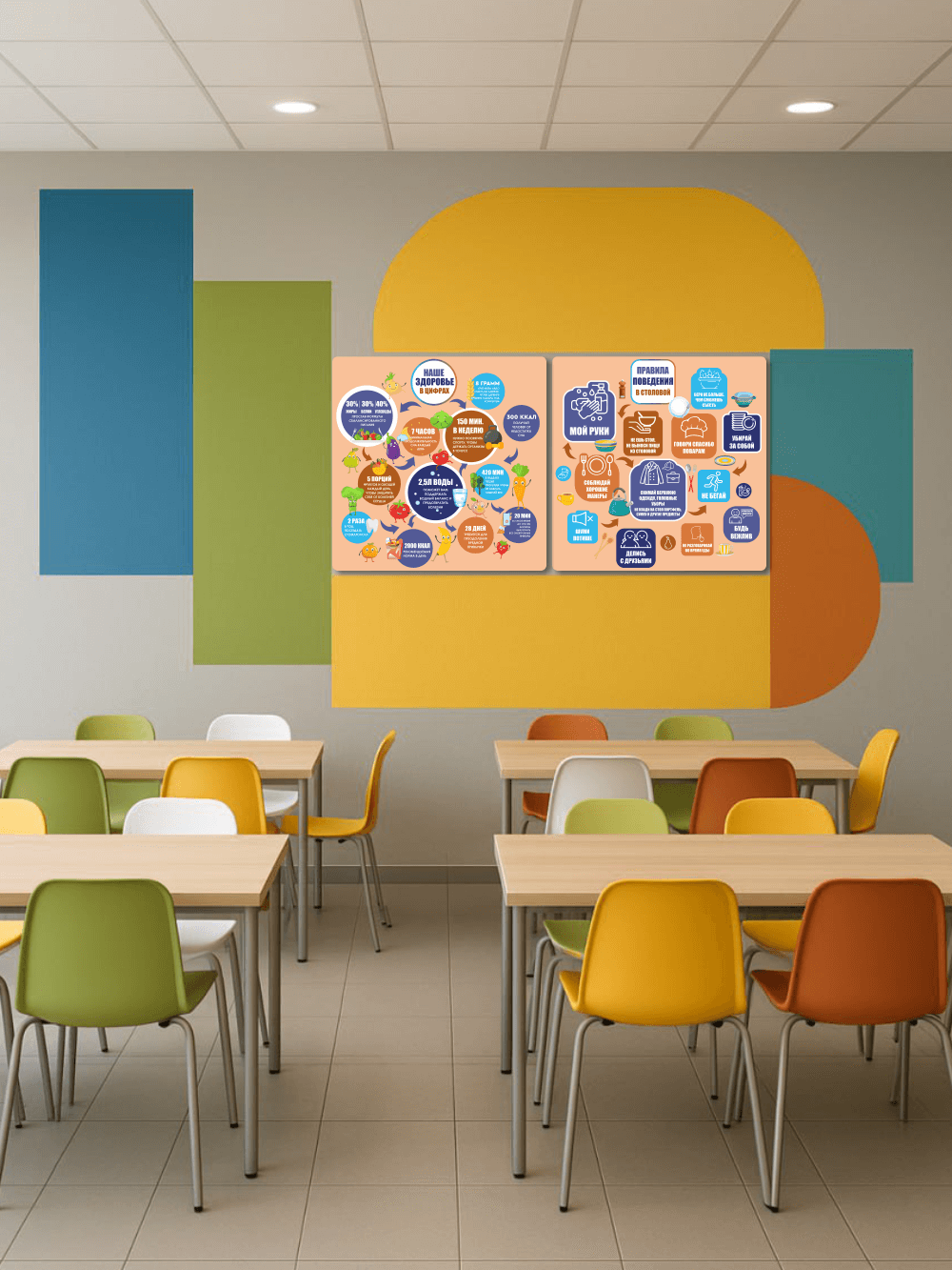 Комплект стендов "Правила поведения в столовой" и "Наше здоровье в цифрах" 2 Комплект стендов "Правила поведения в столовой" и "Наше здоровье в цифрах" — изображение 2