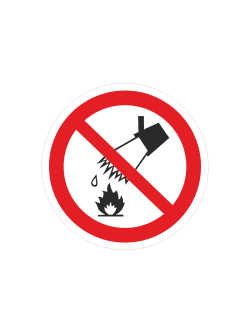 Знак P04 «Запрещается тушить водой» (наклейка, 200х200 мм)