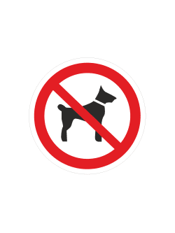 Знак P14 «Запрещается вход (проход) с животными» (наклейка, 200х200 мм)