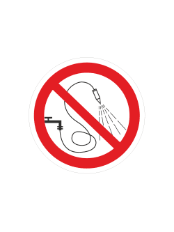 Знак P17 «Запрещается разбрызгивать воду» (наклейка, 200х200 мм)