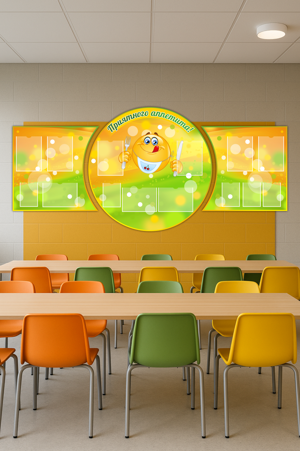Стенд «Приятного аппетита!» для школьной столовой 240х110 см