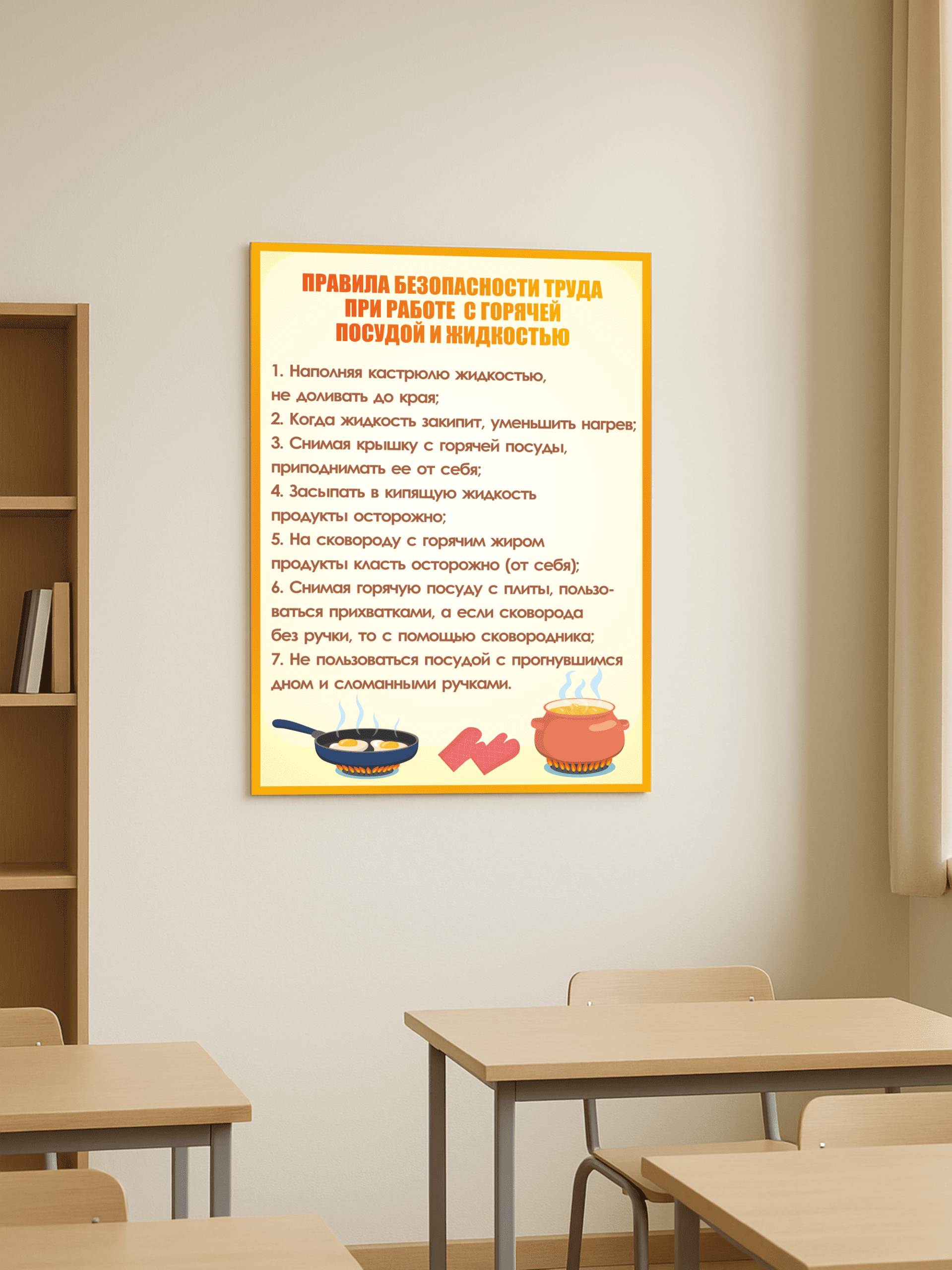 Стенд «Правила безопасности труда при работе с горячей посудой и жидкостью» 75×99 см — изображение 2