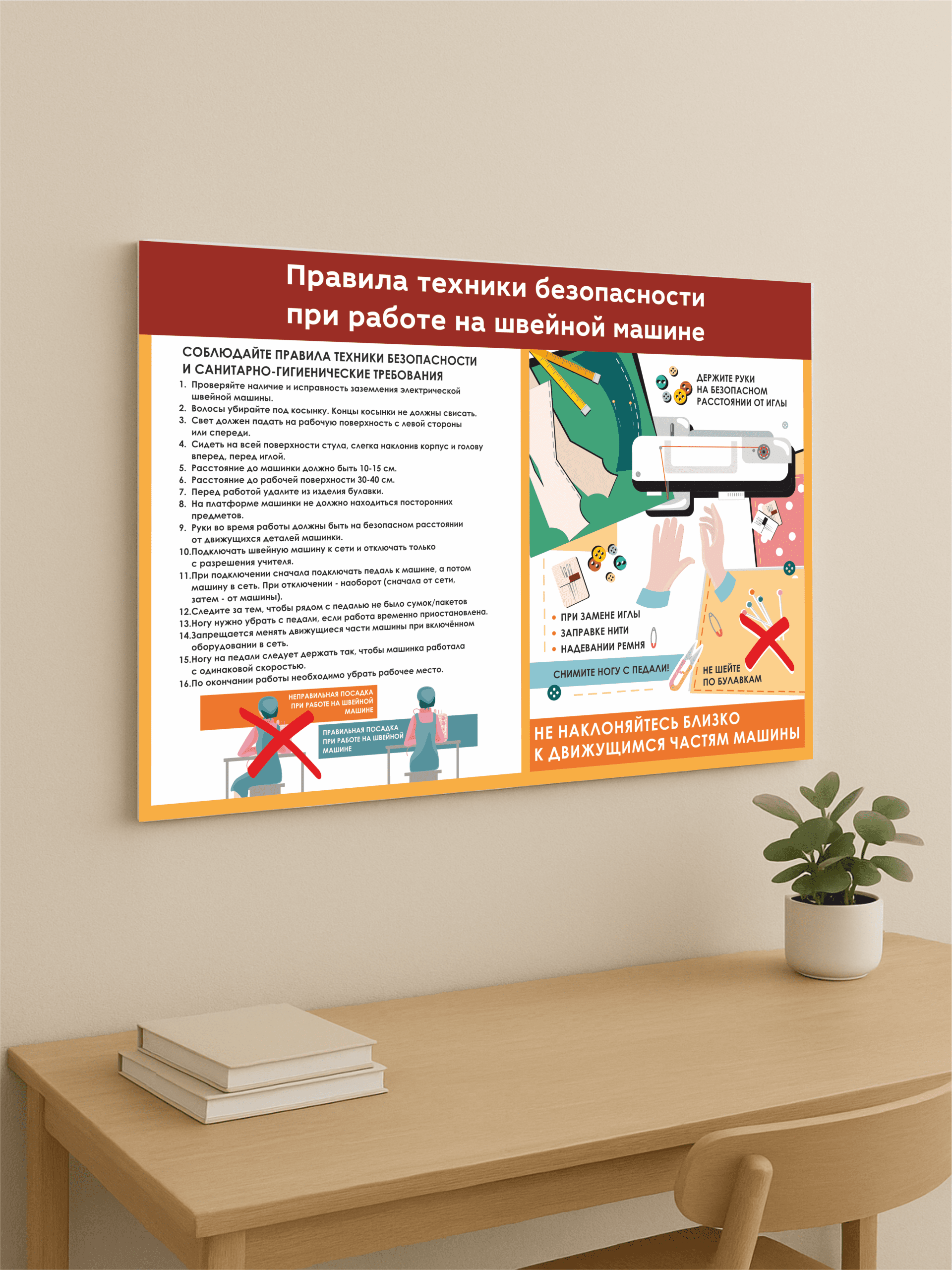 Стенд «Правила техники безопасности при работе на швейной машине» 99×75 см — изображение 5