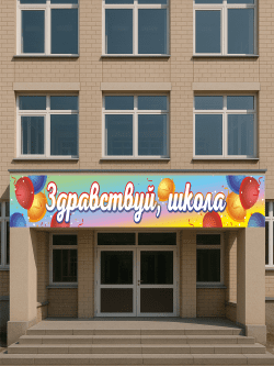Баннер «Здравствуй, школа!» 5×1 м с люверсами