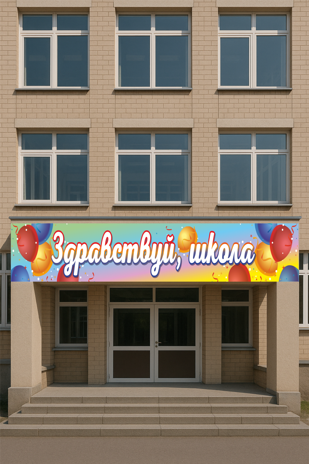 Баннер «Здравствуй, школа!» 5×1 м с люверсами