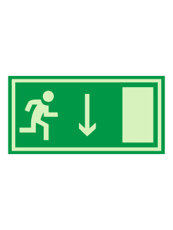 Е 12 — «Направление к эвакуационному выходу вниз», фотолюминесцентная