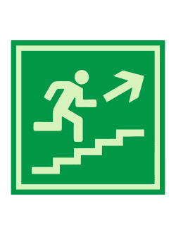 Е 15 — «Направление к эвакуационному выходу по лестнице вверх», фотолюминесцентная