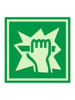 Е 17 — «Для доступа вскрыть здесь», фотолюминесцентная