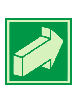 Е 18 — «Открывать движением от себя», фотолюминесцентная