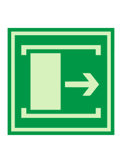 Е 20 — «Для открывания сдвинуть», фотолюминесцентная