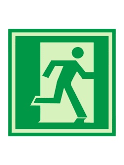 Е 01-02 — «Выход здесь (правосторонний)», фотолюминесцентная