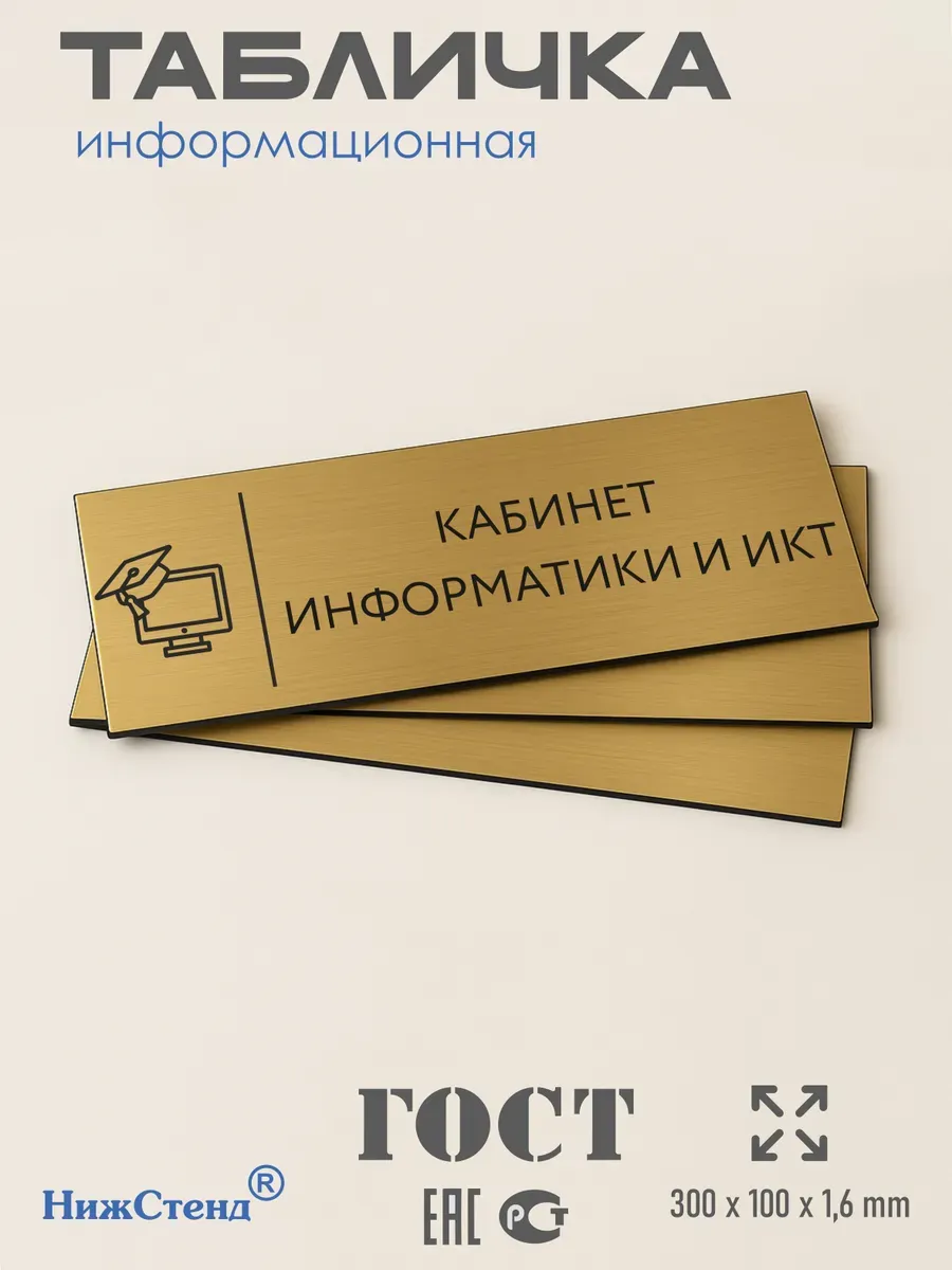 Табличка информатика и икт золотая 30/10 см 3 Табличка информатика и икт золотая 30/10 см — изображение 3