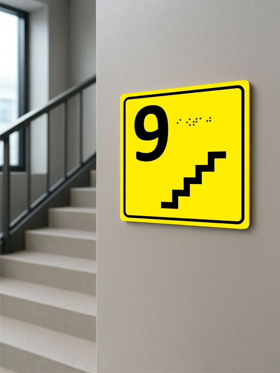 Табличка 9 ( девятый ) этаж брайль 6 Табличка 9 ( девятый ) этаж брайль — изображение 6