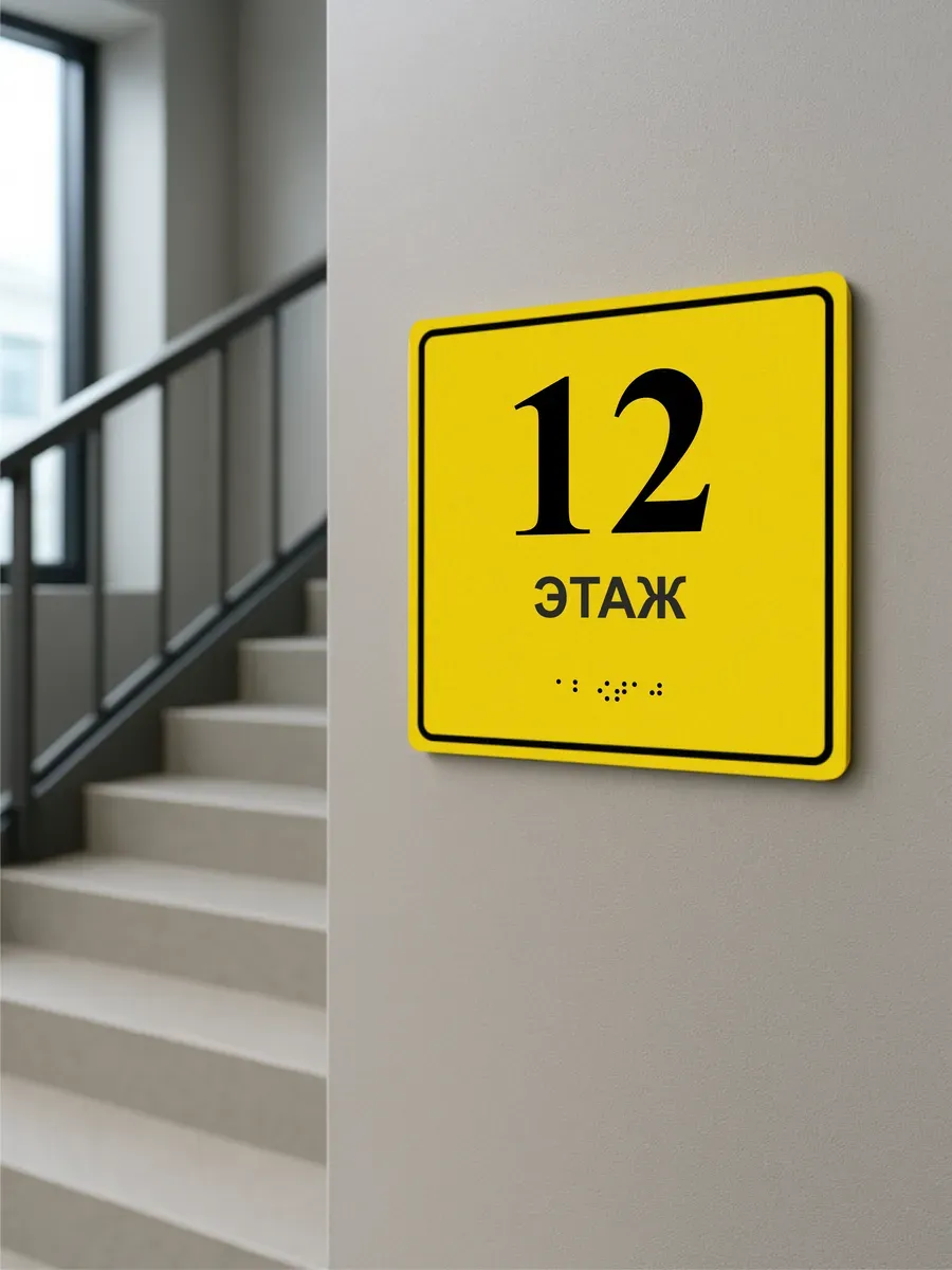 Табличка 12 ( двенадцатый ) этаж брайль 6 Табличка 12 ( двенадцатый ) этаж брайль — изображение 6
