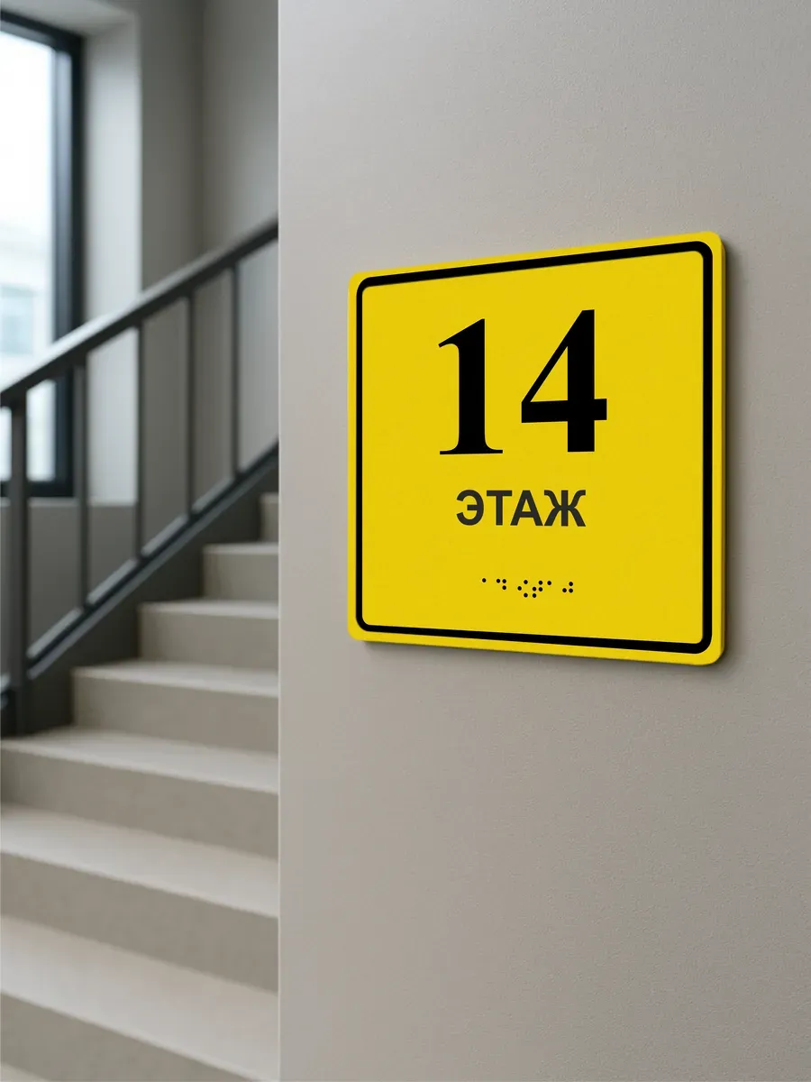Табличка 14 ( четырнадцатый ) этаж брайль 6 Табличка 14 ( четырнадцатый ) этаж брайль — изображение 6