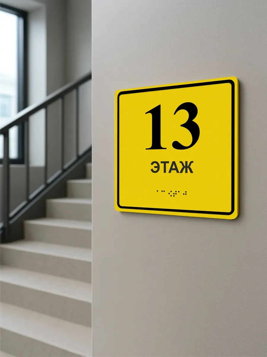 Табличка 13 ( тринадцатый ) этаж брайль 6 Табличка 13 ( тринадцатый ) этаж брайль — изображение 6