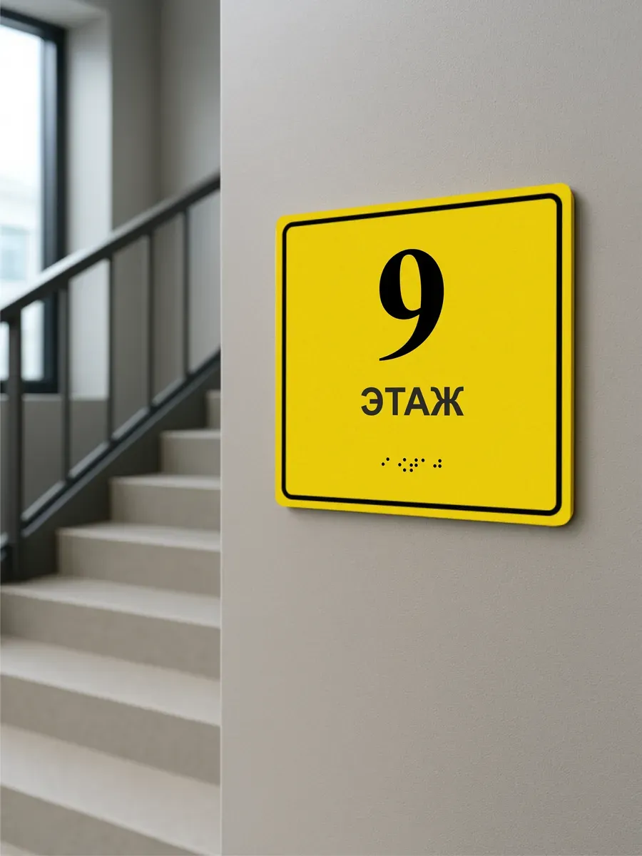 Табличка 9 (девятый) этаж брайль 6 Табличка 9 (девятый) этаж брайль — изображение 6