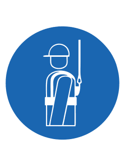 Указательный знак "Надень страховочную систему / пояс"