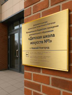 Фасадная табличка в школу с тактильным шрифтом Брайля