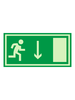 Е 09 — «Указатель двери эвакуационного выхода (правосторонний)», фотолюминесцентная