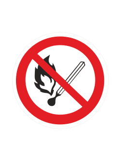 Запрещающий знак «НЕ ПОЛЬЗОВАТЬСЯ ОТКРЫТЫМ ОГНЁМ» 200х200 мм