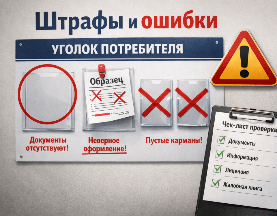 штрафы и ошибки уголок потребителя