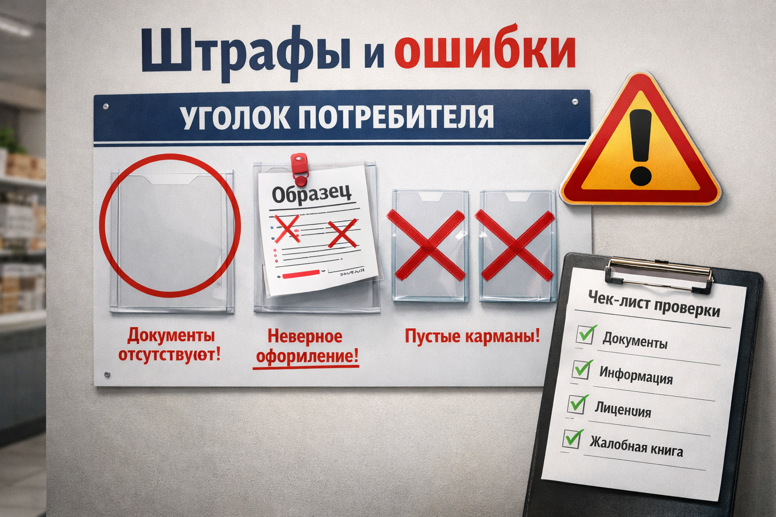 штрафы и ошибки уголок потребителя
