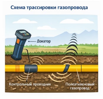 Поиск трассы подземного газопровода: пример работ по определению расположения коммуникации
