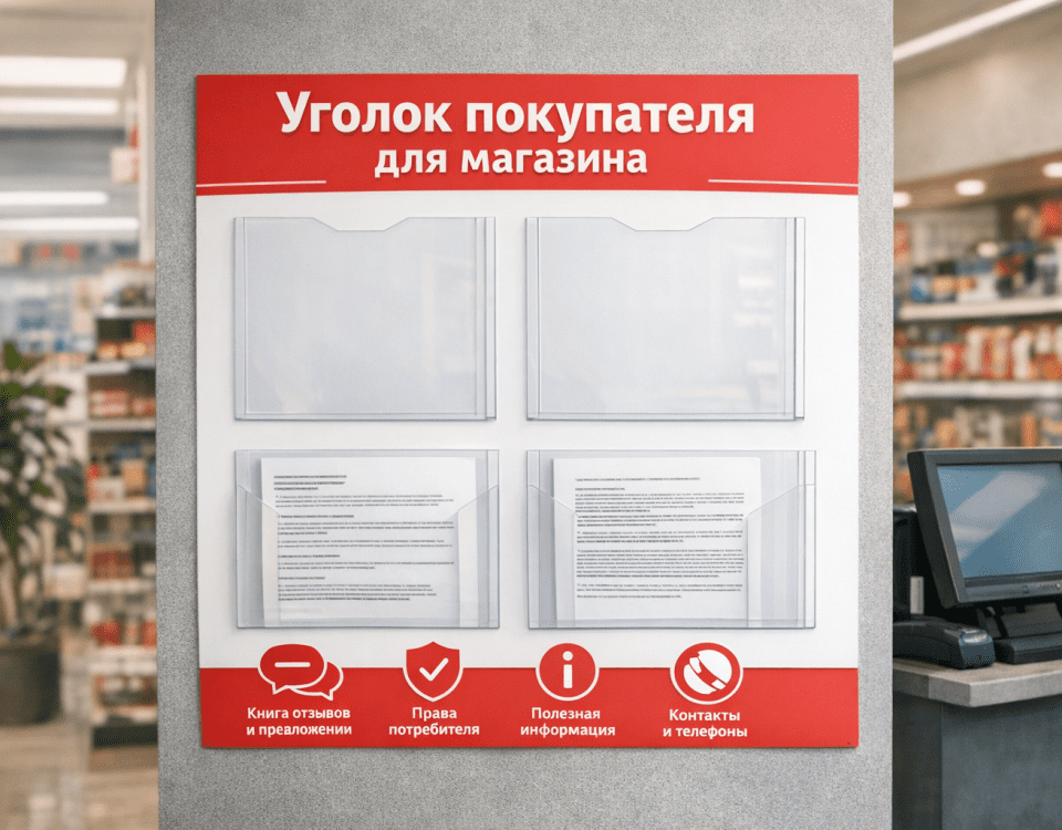 уголок покупателя для магазина