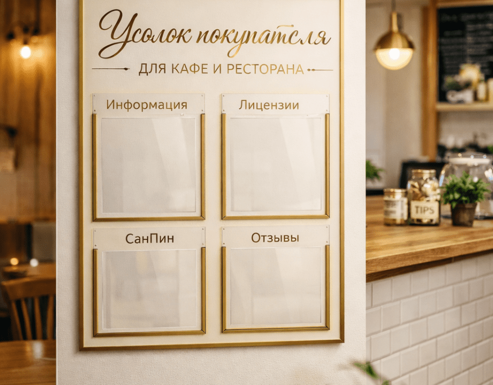 уголок потребителя для кафе и ресторана