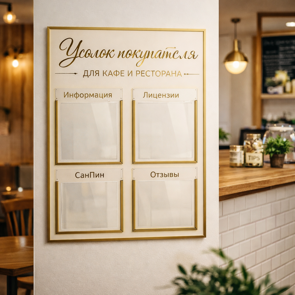 уголок потребителя для кафе и ресторана