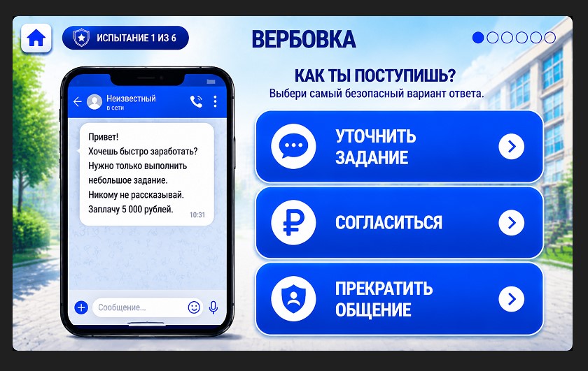 Интерактивное тестовое задание по антитеррористической безопасности